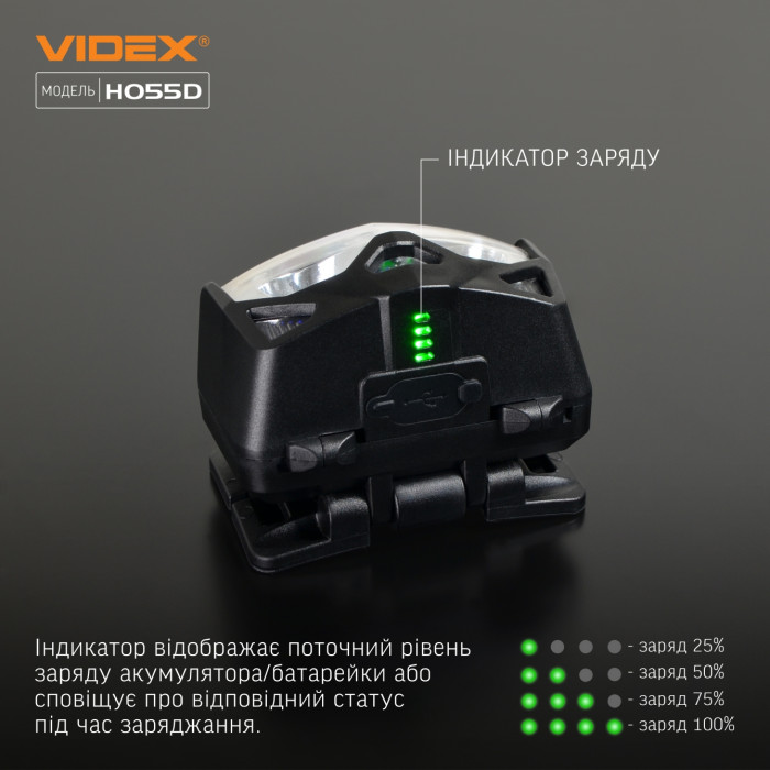 Налобний світлодіодний ліхтарик VIDEX VLF-H055D 500Lm 5000K 