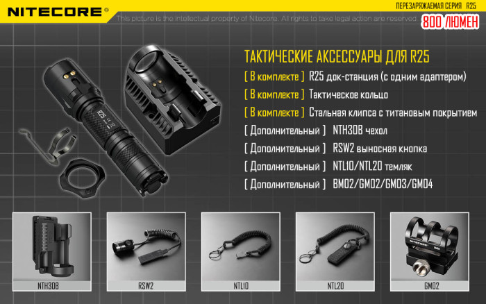 Ліхтар Nitecore R25 з док-станцією 
