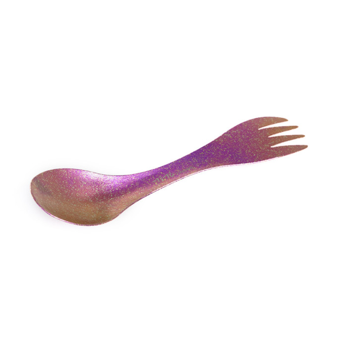 Ложка-вилка титанова 2 в 1 TiTo Titanium-рожева з мішечком 