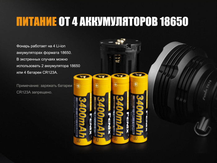 Пошуковий ліхтар Fenix TK75 (серія 2018), сірий XHP35 HI, 5100 люмен 