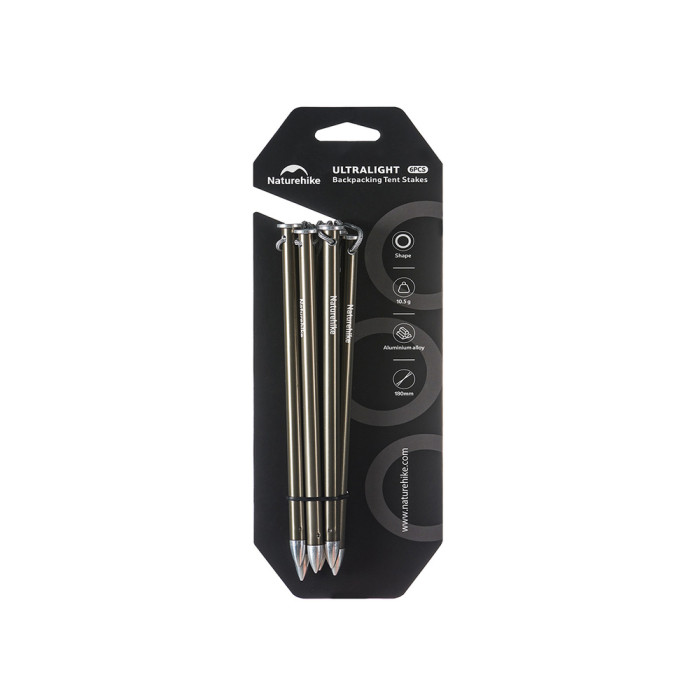 Кілки туристичні полегшені Naturehike CNK2650PJ014, прямі, 18 см, 6 шт, сірий