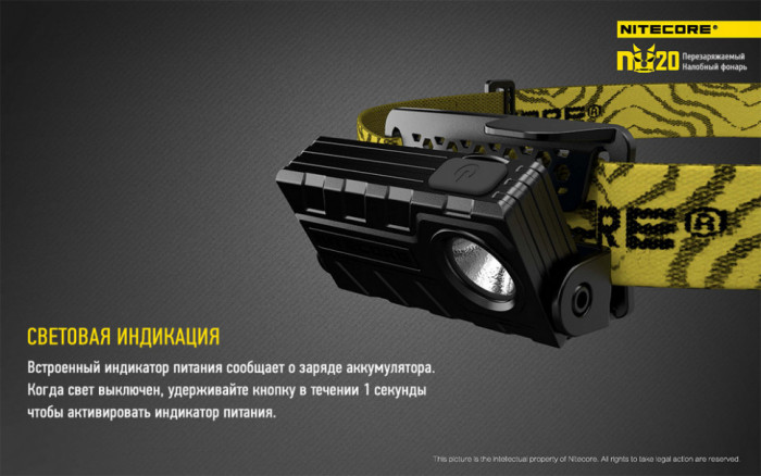 Ліхтар налобний Nitecore NU20 (білий) 