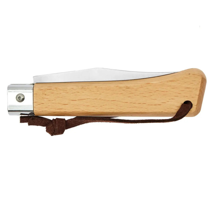 Ніж Main Knives Workers line, beech wood handle, clip point blade and PU loop light brown 