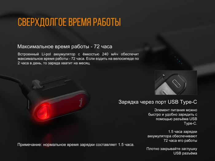 Задня велофара Fenix BC05R 