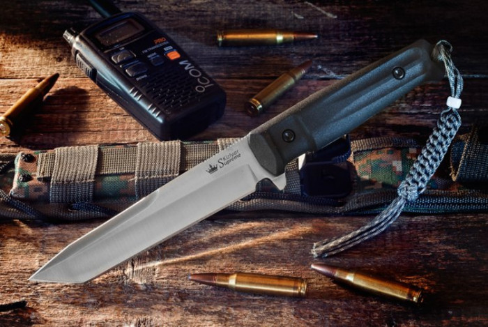 Ніж Kizlyar Supreme Aggressor сатин, сталь D2, Камо піхви 