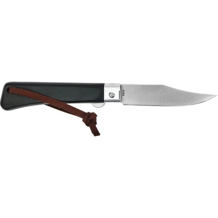 Ніж Main Knives Workers line, black pressed wood handle, clip point blade and PU black 
