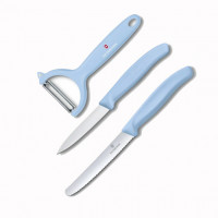 Кухонний набір з 3-х предметів Victorinox Swiss Classic Trend Colors Paring Knife Set with Tomato and Kiwi Peeler (6.7116.33L22), блакитний