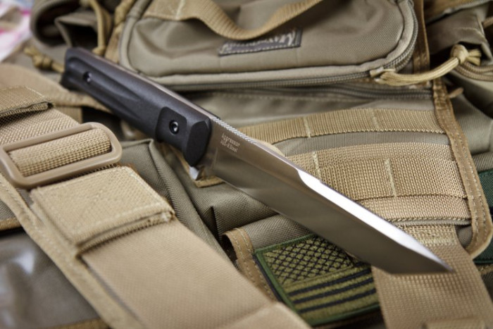 Ніж Kizlyar Supreme Aggressor сатин, сталь AUS8, Камо піхви 