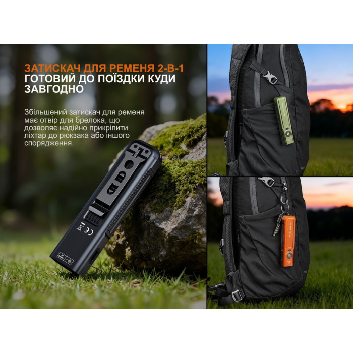 Ліхтар наключний Fenix E06R PRO, зелений 