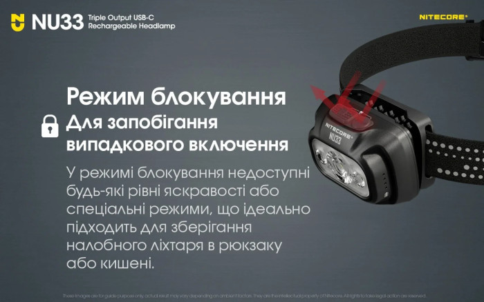 Ліхтар налобний Nitecore NU33 (700 люмен) 