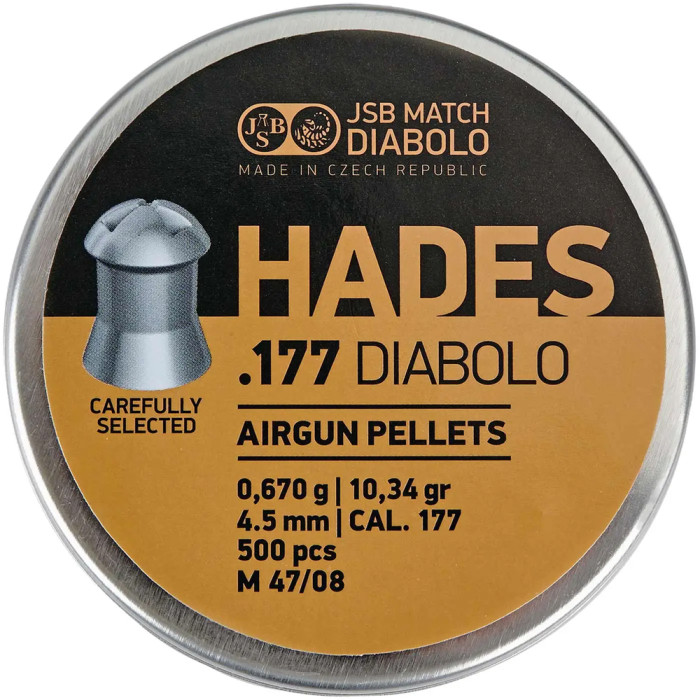 Кулі пневматичні JSB Hades, 4,5 мм ,0.670 гр, 500 шт/уп 