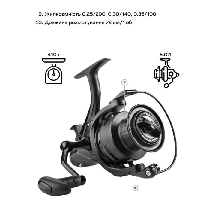 Котушка Brain Classic Carp Baitrunner 4000 4+1BB 5.0:1 Screw Handle