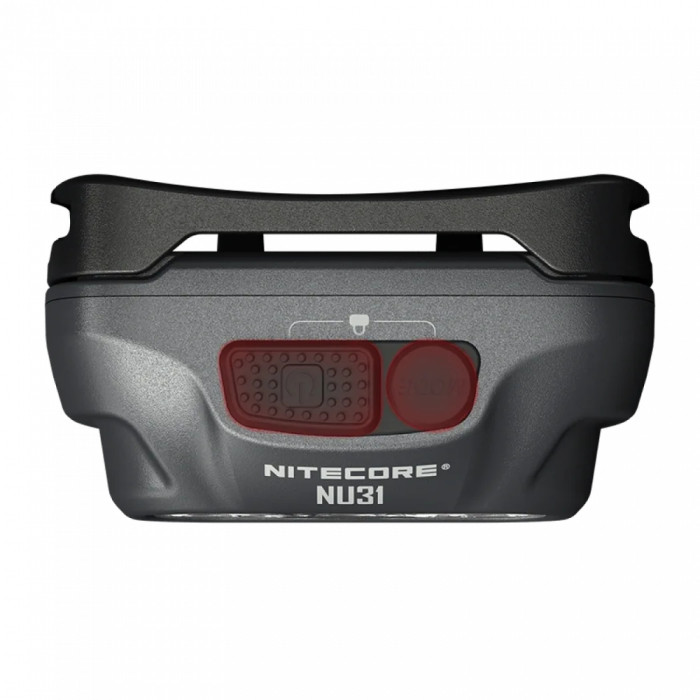 Ліхтар налобний Nitecore NU31 (Білий + Червоний LED, 550 люмен, 9 режимів, USB-C), сірий 