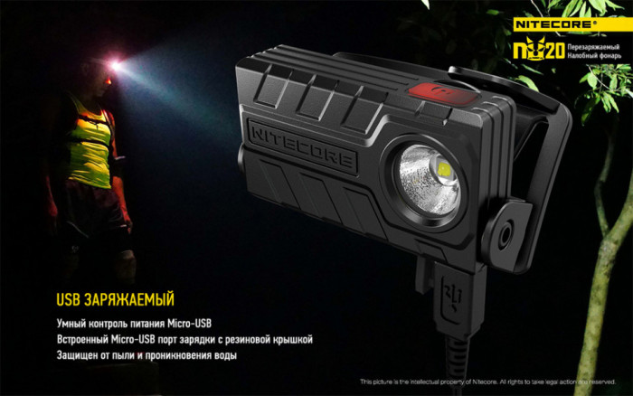 Ліхтар налобний Nitecore NU20 (чорний) 