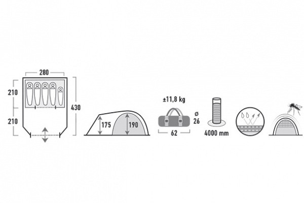 Намет High Peak Santiago 5 (Grey /Blue) 