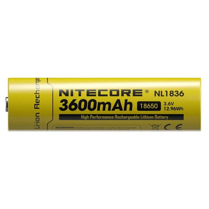 Акумулятор літієвий Li-Ion 18650 Nitecore NL1836 3.6V (3600mAh), захищений 