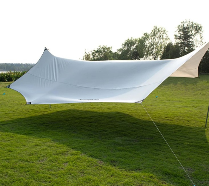 Тент для кемпінгу Naturehike Moraine NH19TM004, 150D /Silver Coated, 680х576 см, сірий (з двома стійками) 