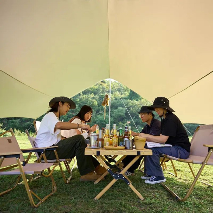 Тент для кемпінгу Naturehike Moraine NH19TM004, 150D /Silver Coated, 680х576 см, сірий (з двома стійками) 