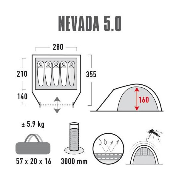 Намет High Peak Nevada 5.0 (Nimbus Grey) 