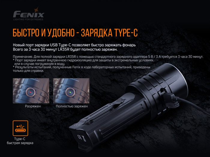 Пошуковий ліхтар Fenix LR35R 6 x Luminus SST40, 10000 люмен 
