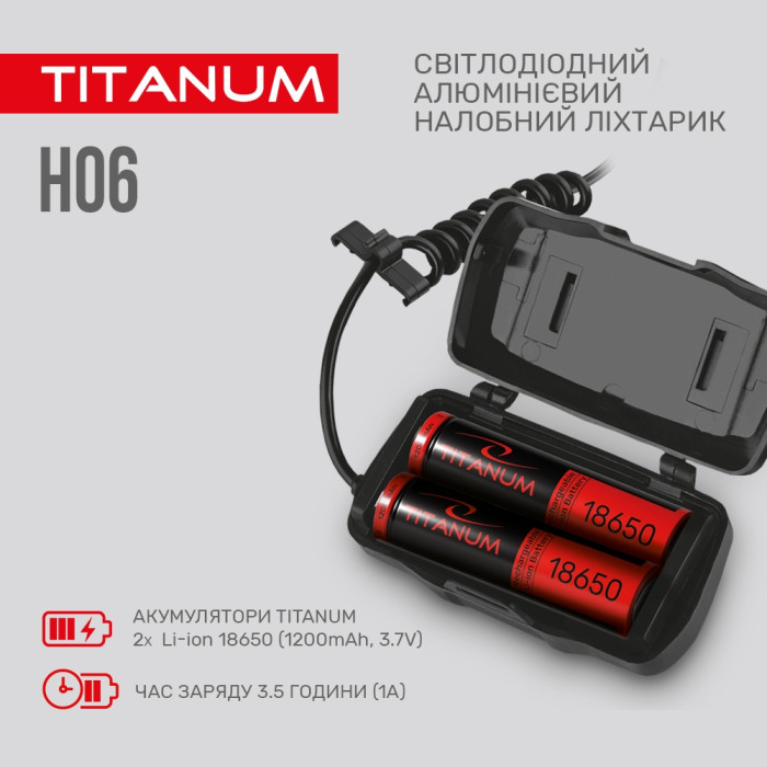 Налобний світлодіодний ліхтарик TITANUM TLF-H06 800Lm 6500K 