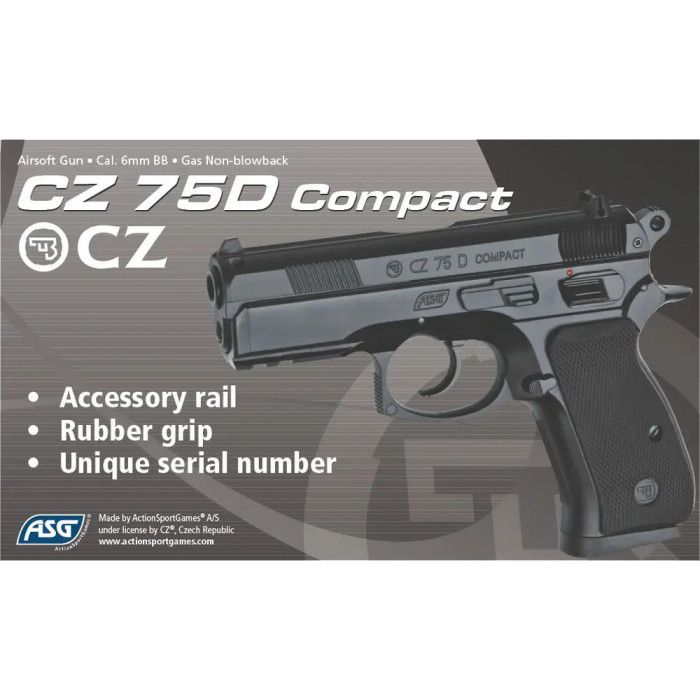 Пістолет страйкбольний ASG CZ 75D Compact Green Gas кал. 6 мм 