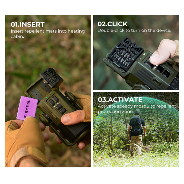 Фумігатор-ліхтар-powerbank кемпінговий Flextail Evo Repel, зелений 