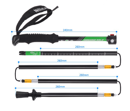 Трекінгові палиці 7075 5-сек. Naturehike NH15A023-z зелені 