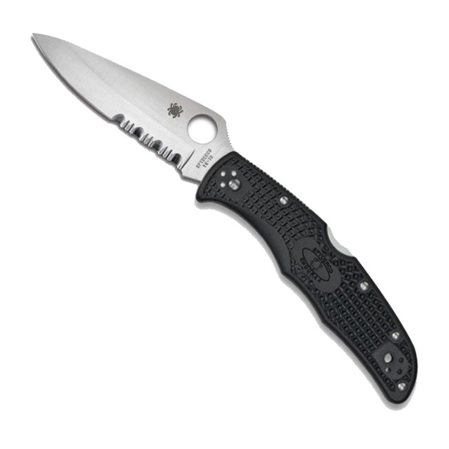 Ніж Spyderco Endura Black FRN, полусеррейтор 