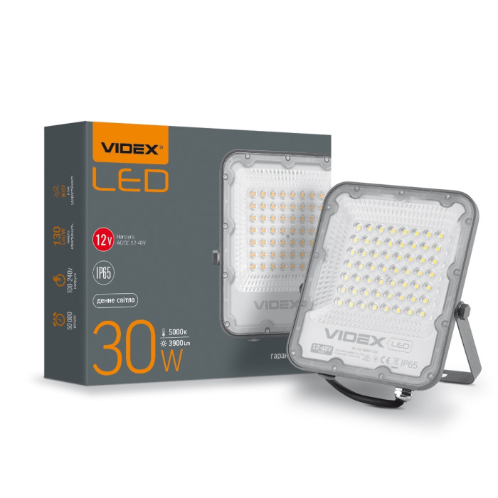 Прожектор VIDEX 30W 5000K 12-24V  (VL-F2-305G-12V) 