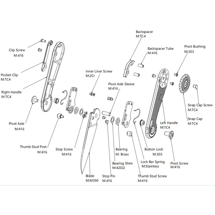 Ніж-антистрес Hightron EdgePlay, M390, титан TC4, черный 