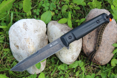 Ніж Kizlyar Supreme Aggressor, сталь D2, stonewash, чорні піхви
