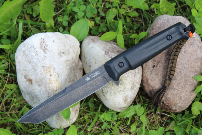 Ніж Kizlyar Supreme Aggressor, сталь D2, stonewash, чорні піхви 