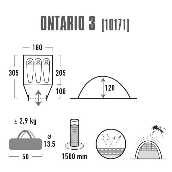Намет High Peak Ontario 3 Blue 