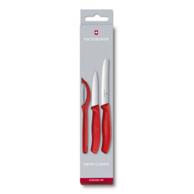 Набір кухонний Victorinox SwissClassic Paring Set 3шт з червоною ручкою (6.7111.31)
