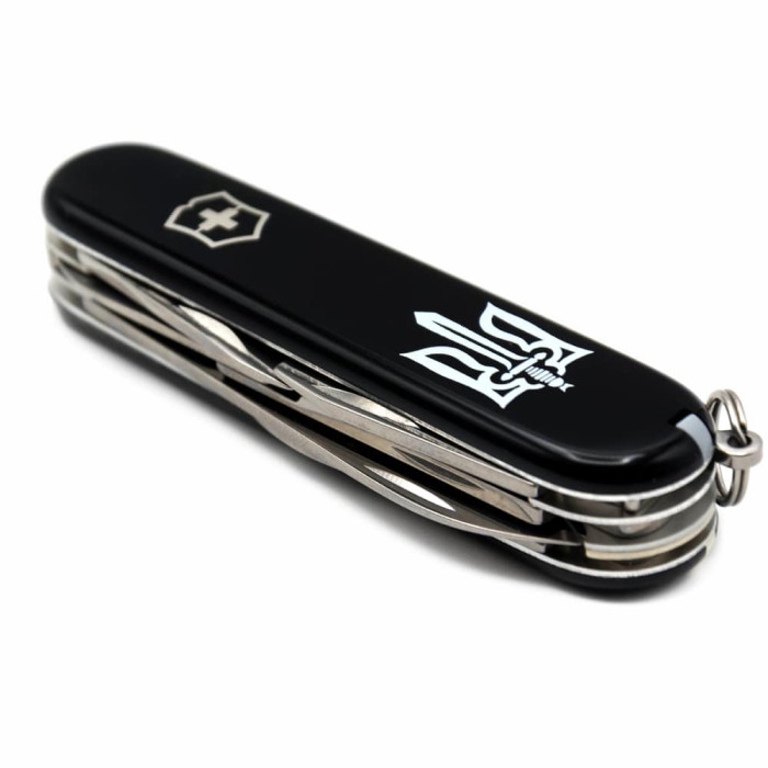 CLIMBER UKRAINE 91мм/14функ/чорн /штоп/ножн/гак /Трезубець ОУН біл. 