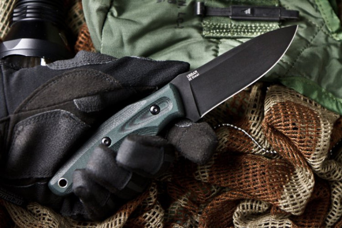 Ніж Kizlyar Supreme Urban чорний, сталь D2, рукоять микарта 