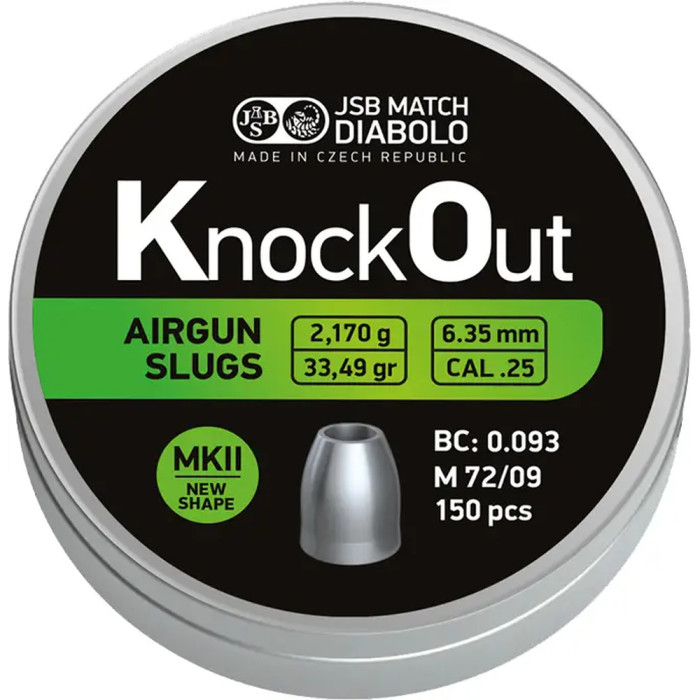 Кулі пневматичні JSB KnockOut Slugs 6,35 мм 2,170 гр, 150 шт/уп 