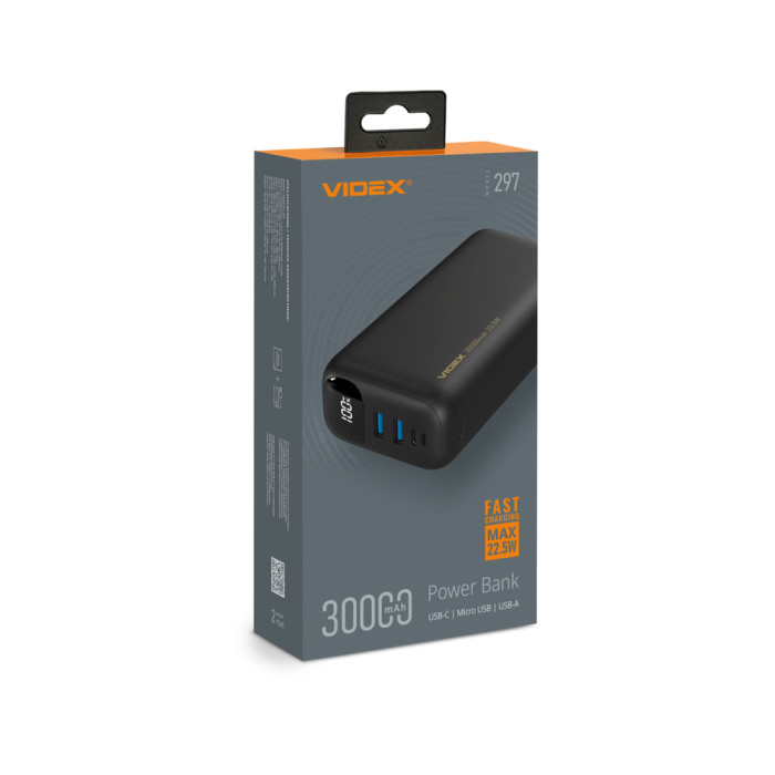 Повербанк 30000mAh VIDEX VPB-297 22.5W Black 