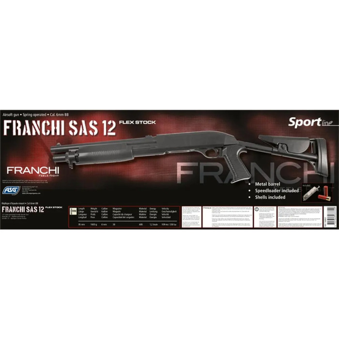 Рушниця страйкбольна ASG Franchi SAS 12 Flex-stock Spring кал. 6 мм 