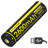 Акумулятор літієвий Li-Ion Nitecore NL1826R 2600mAh, USB, захищений