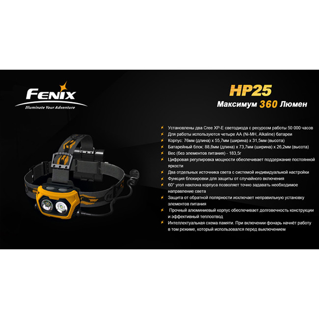Ліхтар Fenix HP25 CREE XP-E, Жовтий 