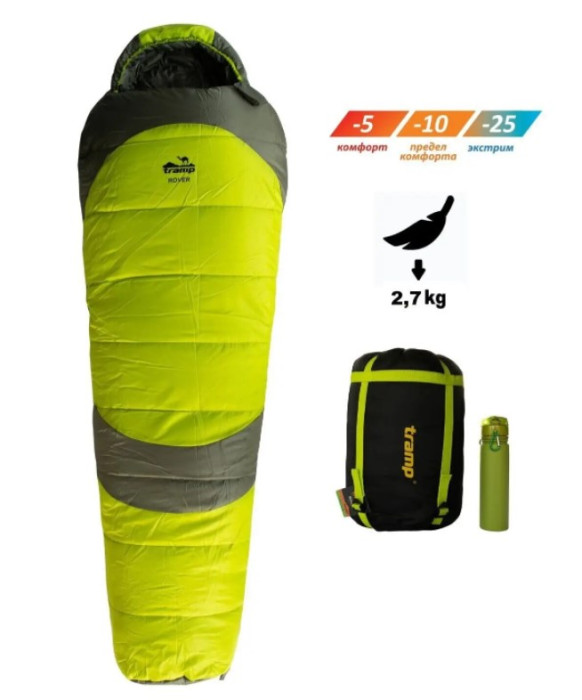Спальний мішок Tramp Rover Long кокон правий оливковий /сірий 230/90-55 TRS-050L-R 
