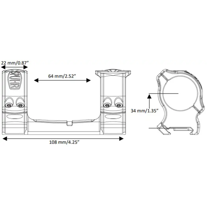 Моноблок Spuhr SCP-3006A, Ø30, H34mm/1,35", Сплав. Picatinny 