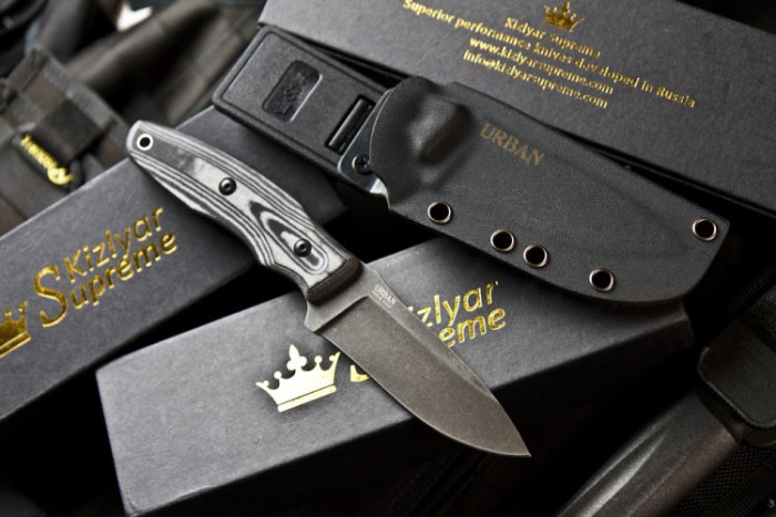 Ніж Kizlyar Supreme Urban сірий, сталь D2, рукоять микарта 