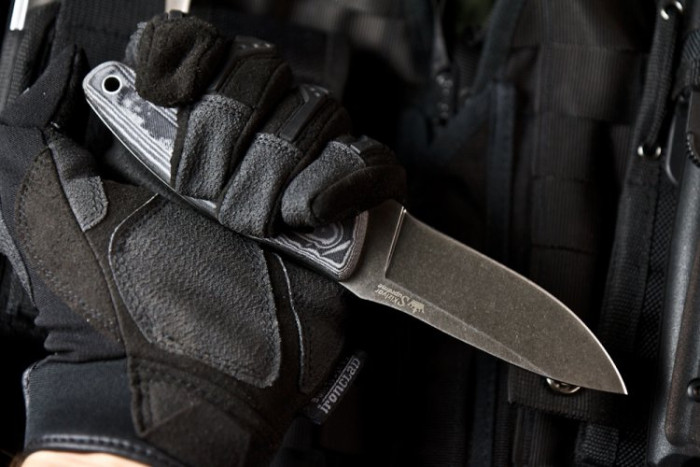 Ніж Kizlyar Supreme Urban сірий, сталь D2, рукоять микарта 