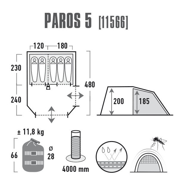 Намет High Peak Paros 5 (Dark Grey /Green) 