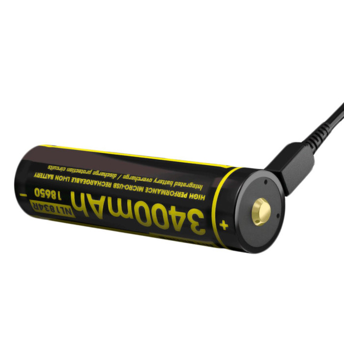 Акумулятор літієвий Li-Ion Nitecore NL1834R 3400mAh, USB, захищений 
