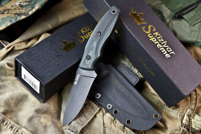 Ніж Kizlyar Supreme Urban чорний, сталь AUS8, рукоять микарта 