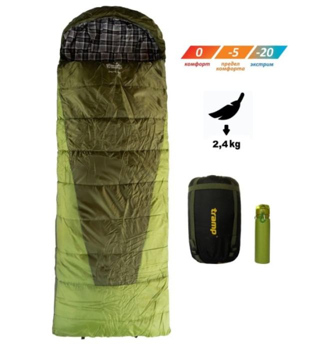 Спальний мішок Tramp Sherwood Long ковдра правий темно-оливковий /сірий 230/100 TRS-054L-R 